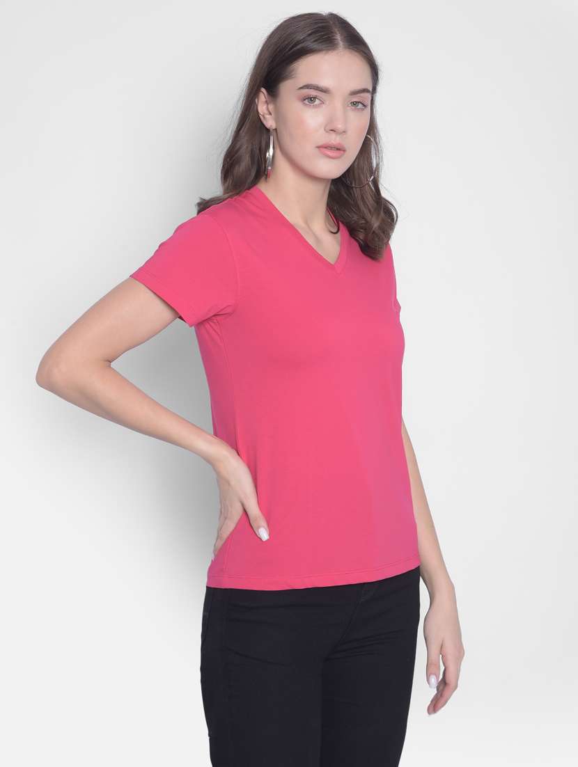 women's plain v neck t-shirt - 20311104 -  Standard Image - 1