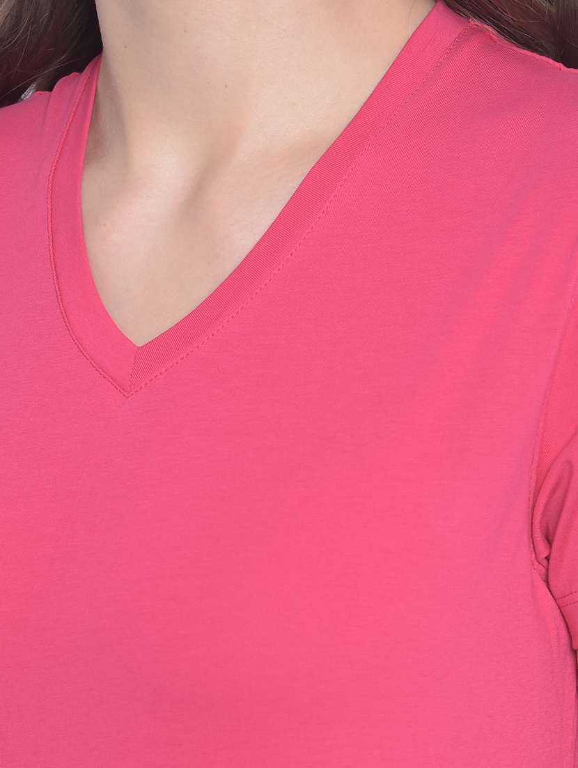 women's plain v neck t-shirt - 20311104 -  Standard Image - 4