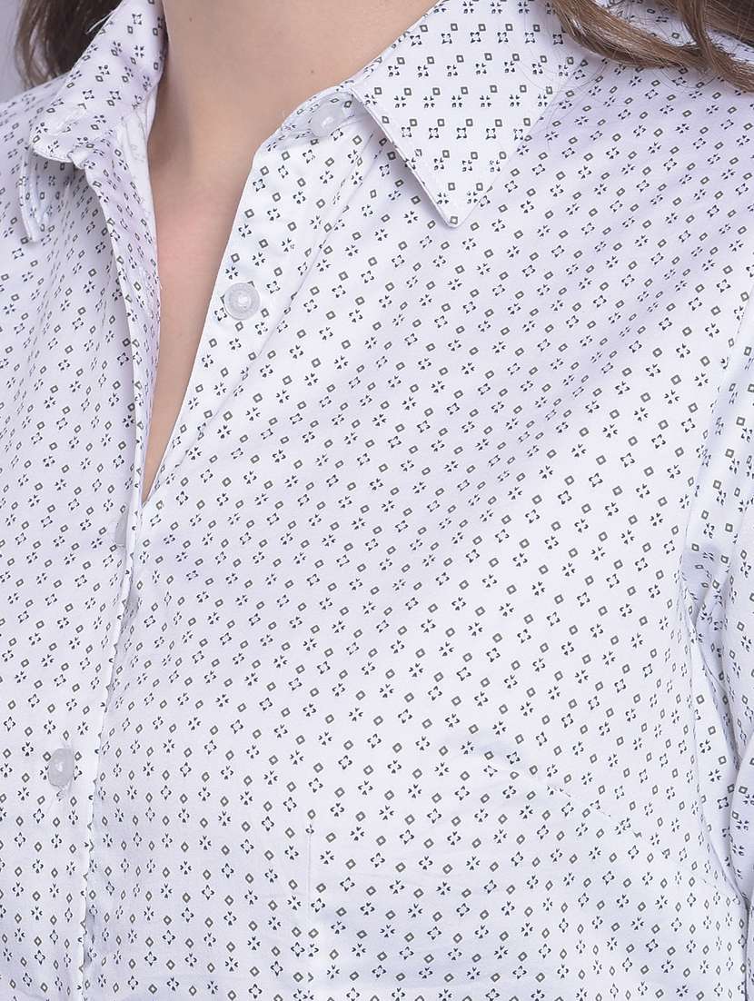 women white cotton blend regular shirt - 20311105 - Standard Image - 4