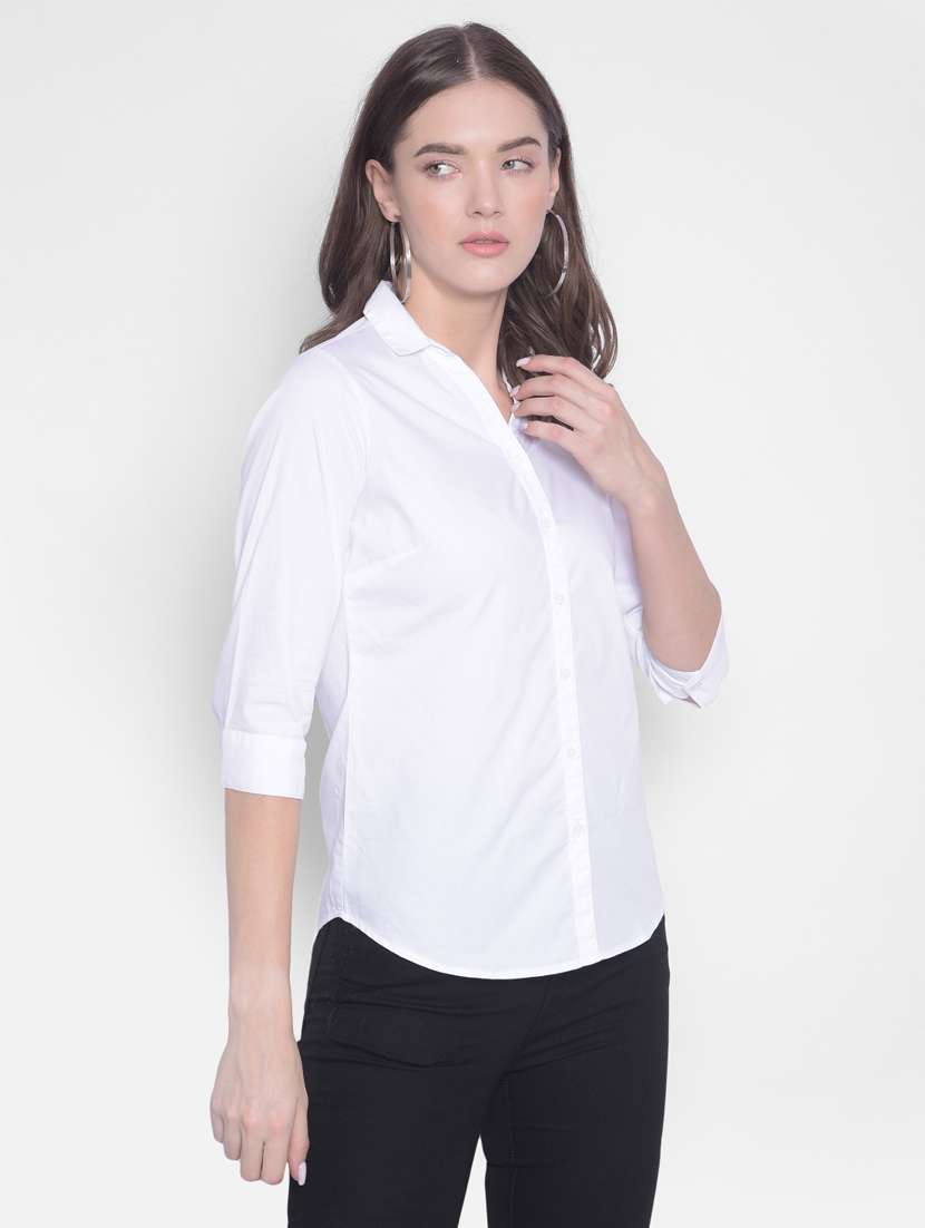 white solid regular fit shirt - 20311114 -  Standard Image - 1