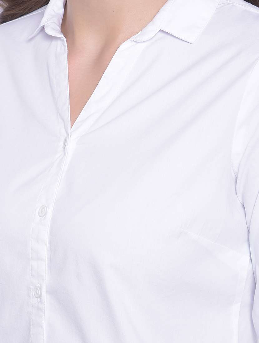 white solid regular fit shirt - 20311114 -  Standard Image - 4