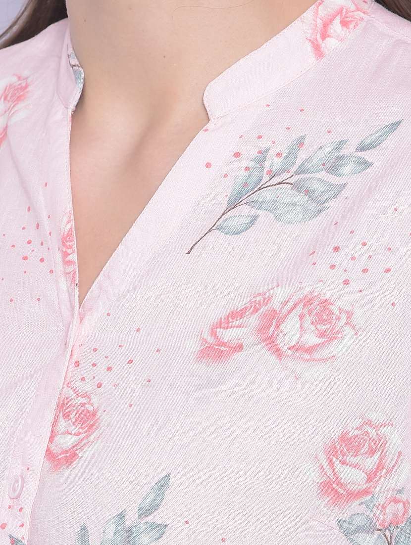 pink floral print mandarin neck shirt - 20311115 -  Standard Image - 4