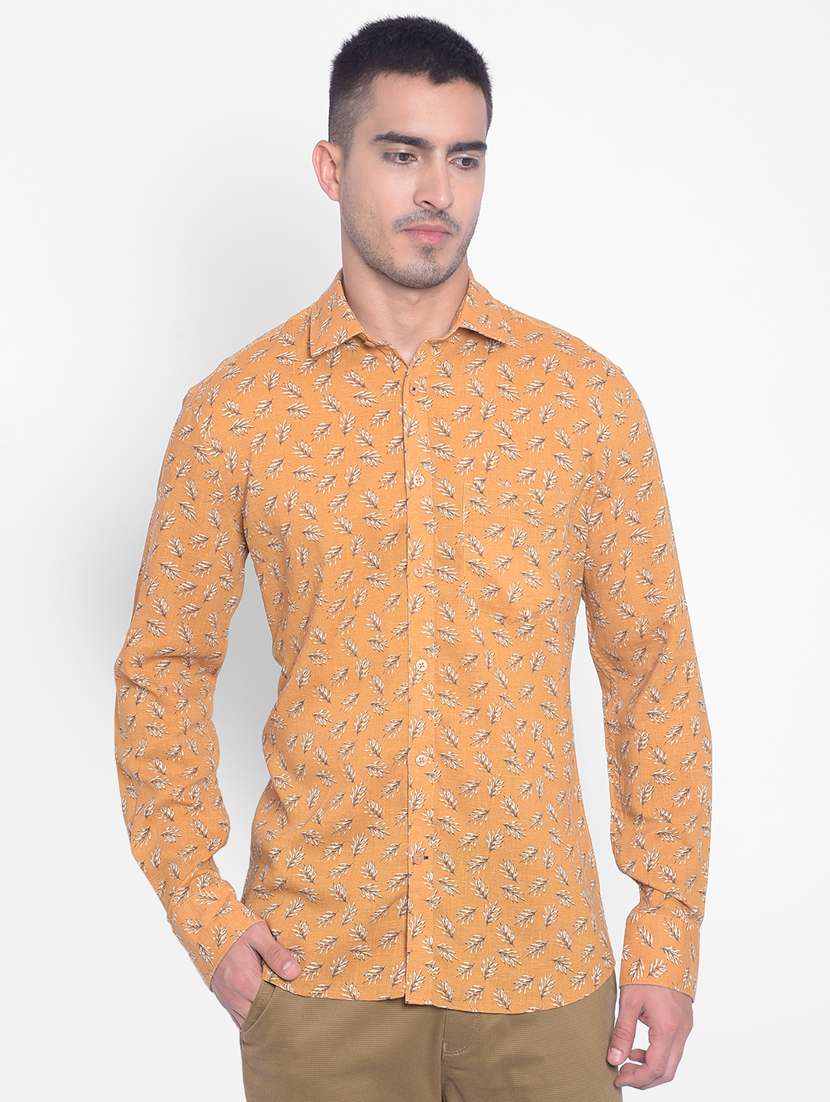 mens leaf print casual shirt