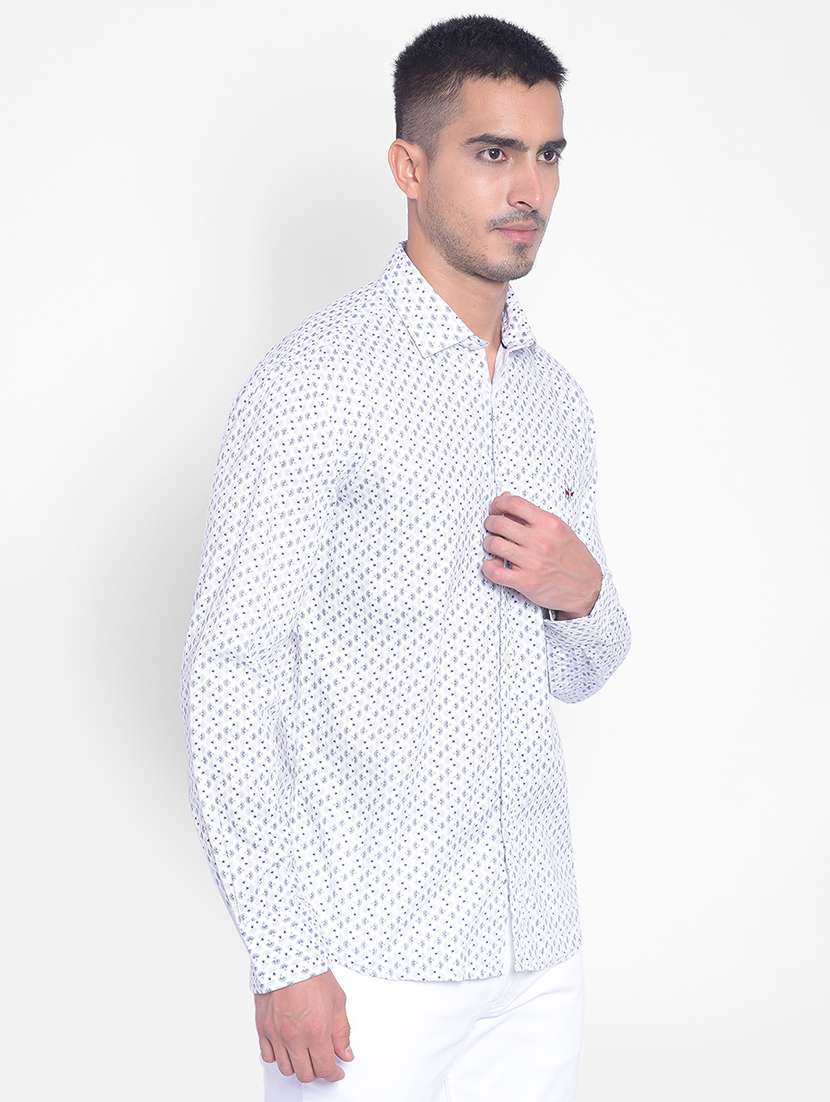 men white micro print cotton blend casual shirt - 20311153 -  Standard Image - 1