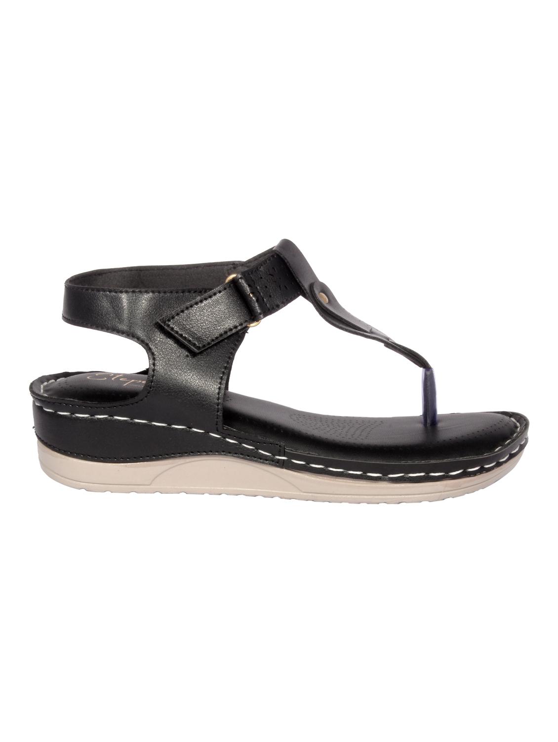 black synthetic tstrap sandals - 20311236 -  Standard Image - 1