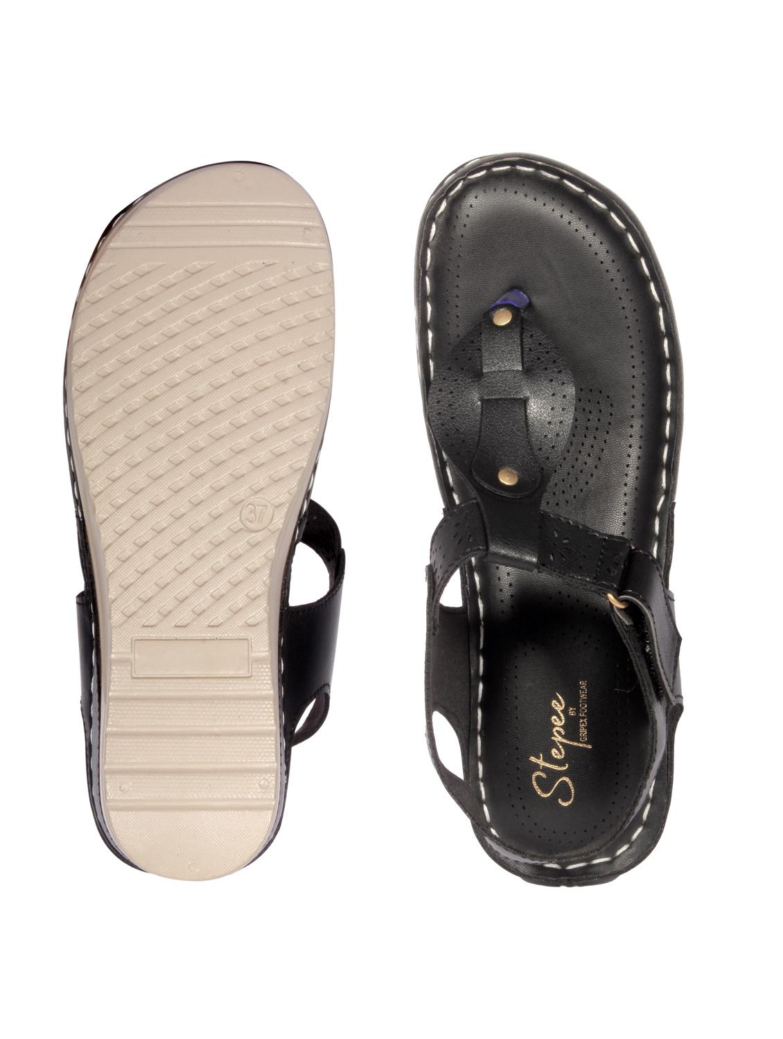 black synthetic tstrap sandals - 20311236 - Standard Image - 4