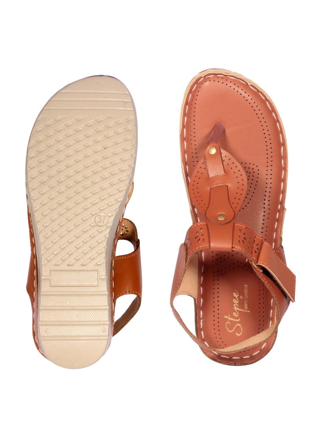 tan solid t-strap sandal - 20311239 - Standard Image - 4