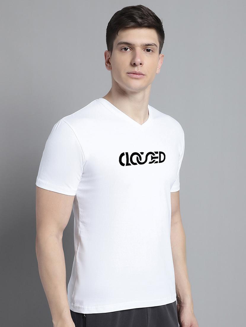 men white cotton chest print t-shirt - 20312164 - Standard Image - 1