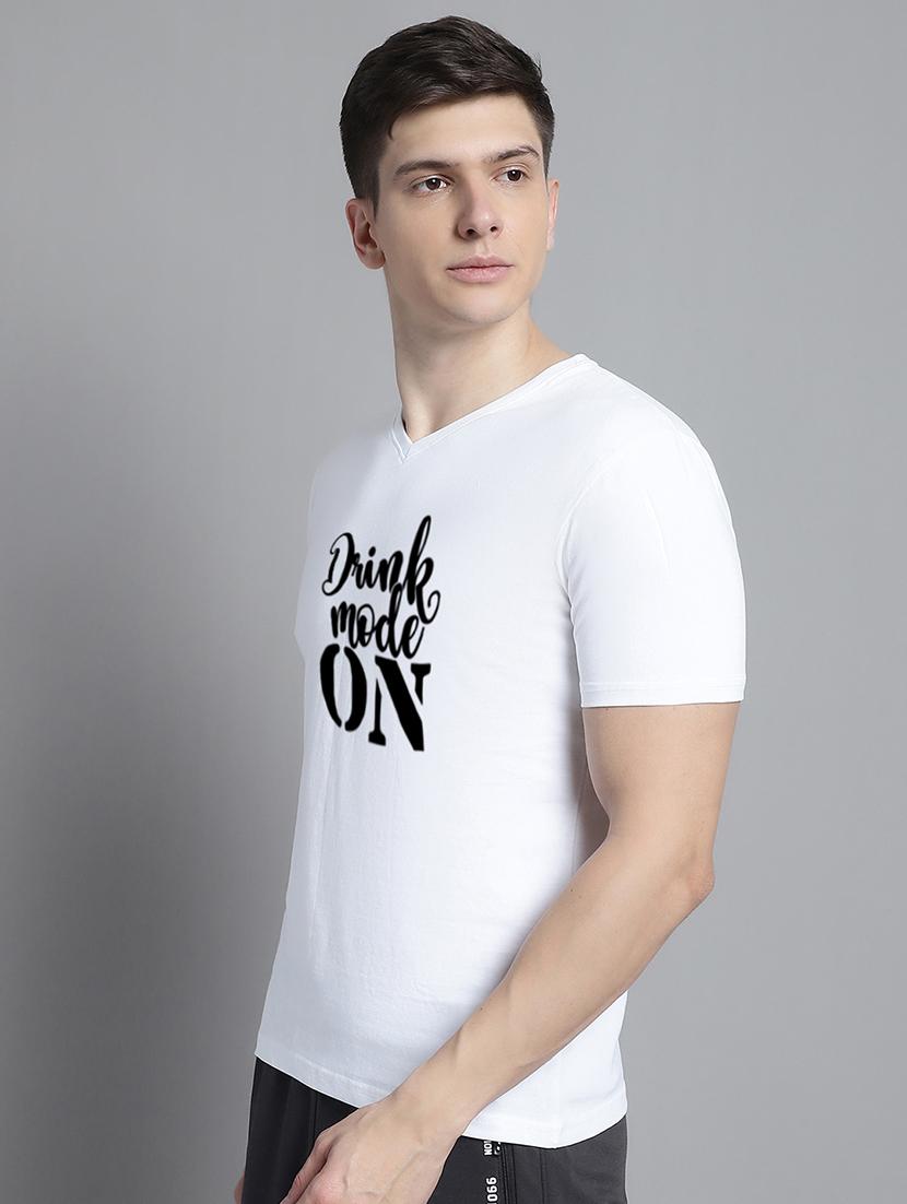 men v-neck graphic chest print t-shirt - 20312171 - Standard Image - 1