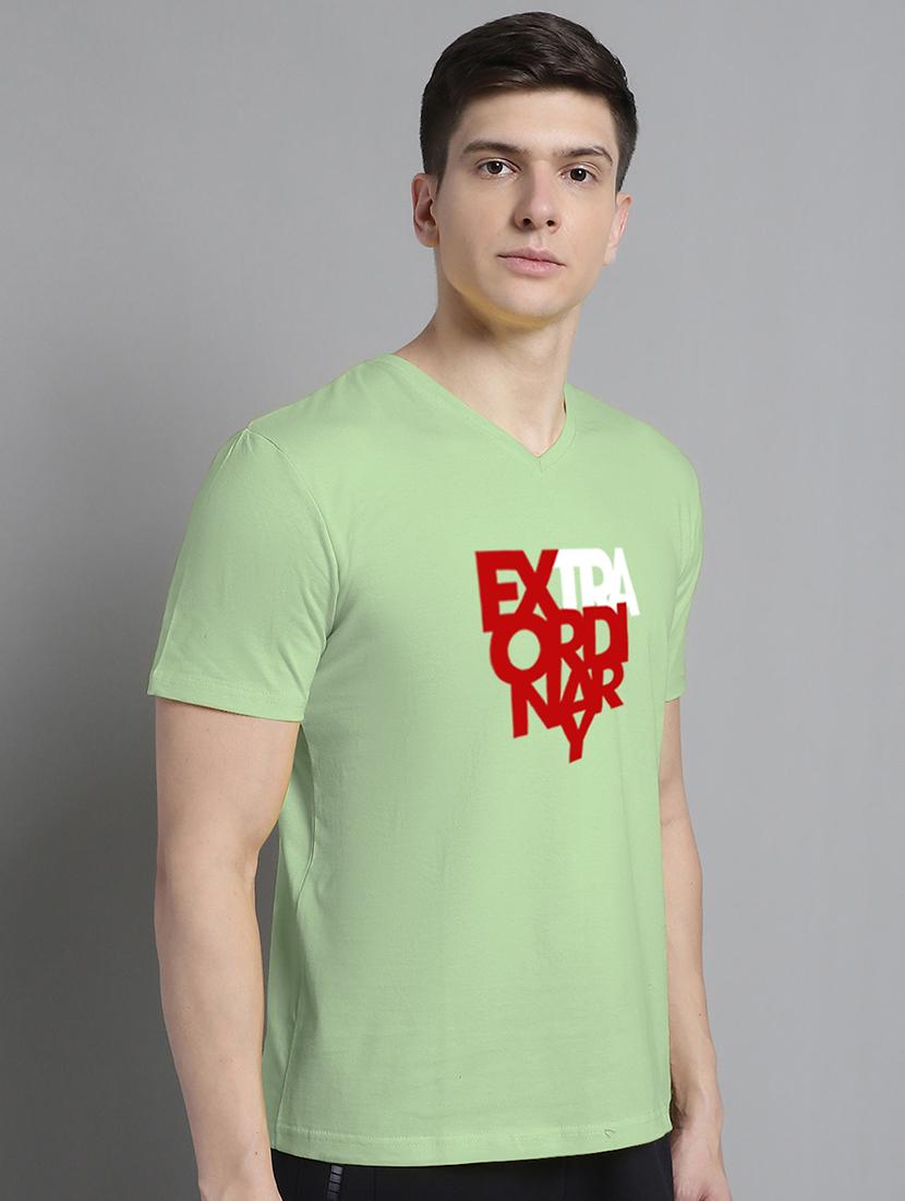 men green cotton chest print t-shirt - 20312182 - Standard Image - 1