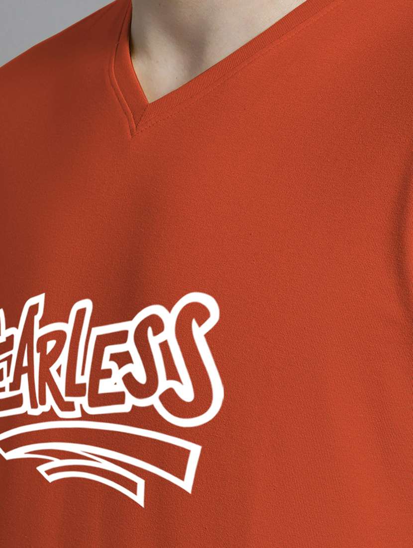 men orange cotton chest print t-shirt - 20312187 -  Standard Image - 4