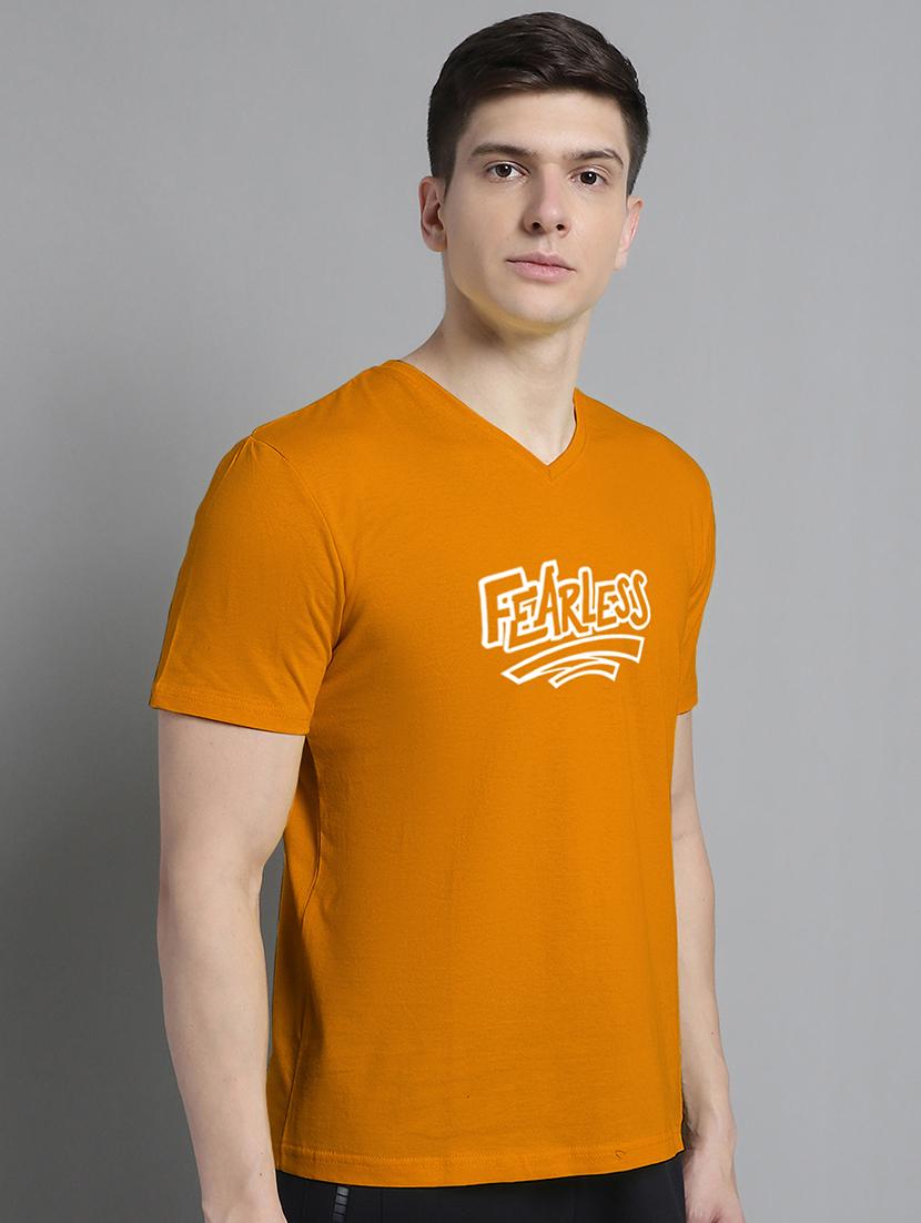 men typography print mustard cotton t-shirt - 20312189 -  Standard Image - 1
