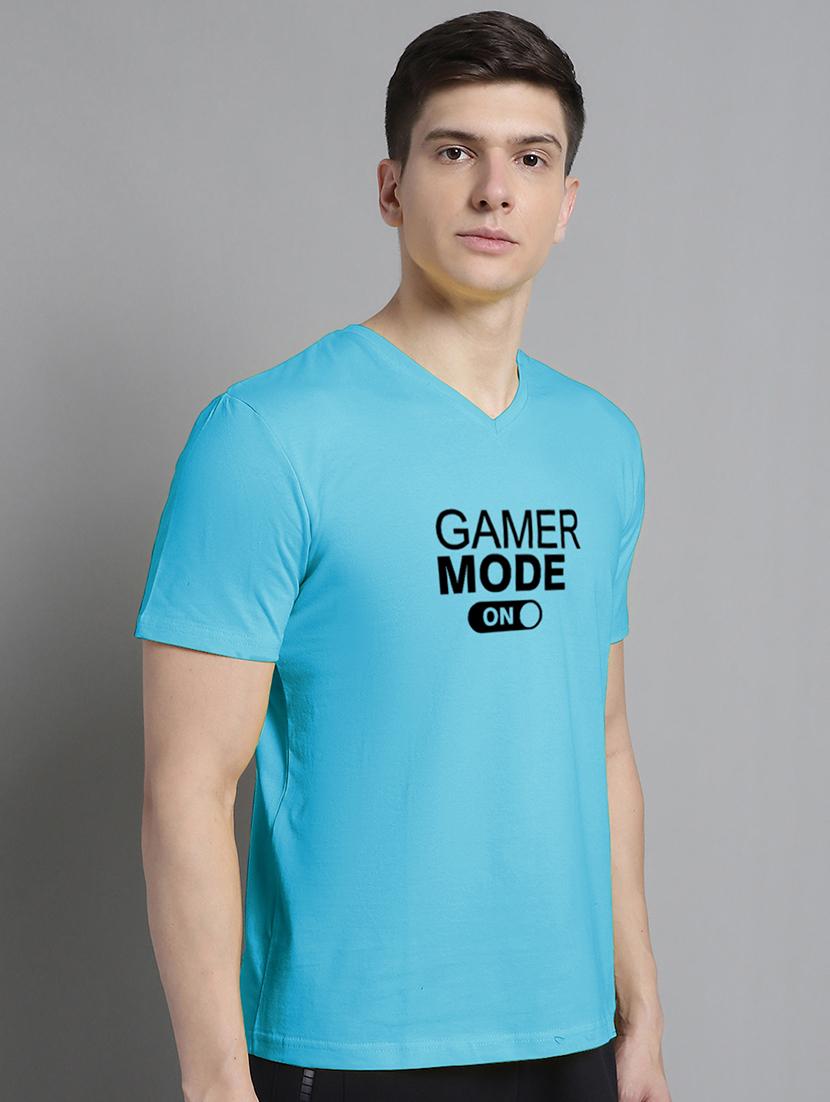 men v-neck graphic chest print t-shirt - 20312195 - Standard Image - 1