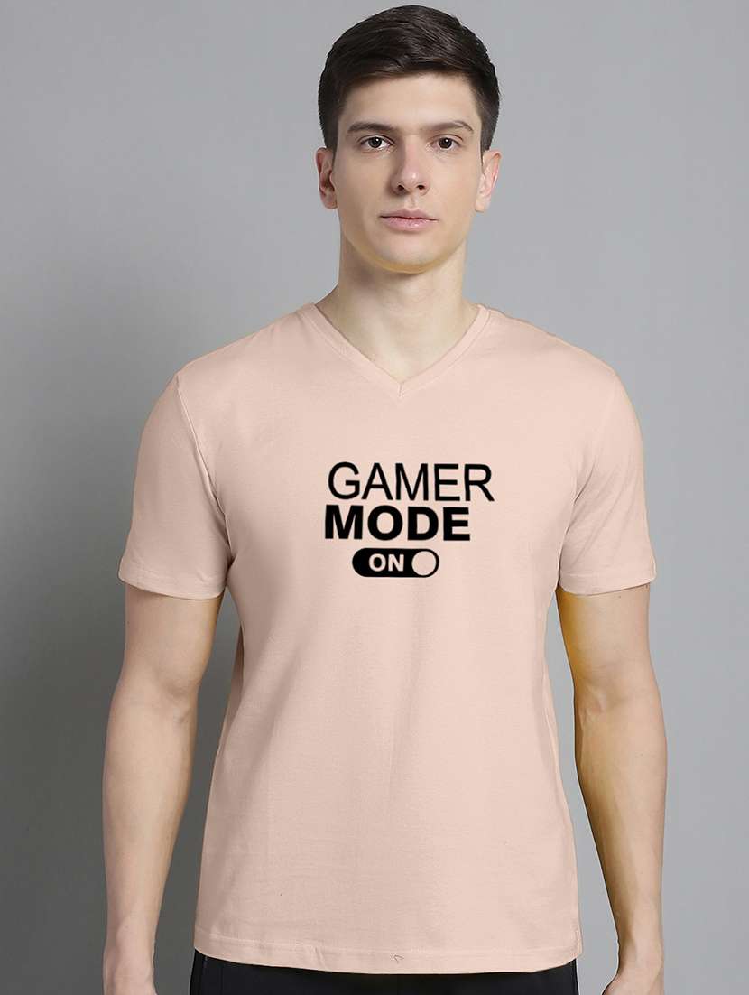 men beige cotton chest print t-shirt - 20312197 -  Zoom Image - 0