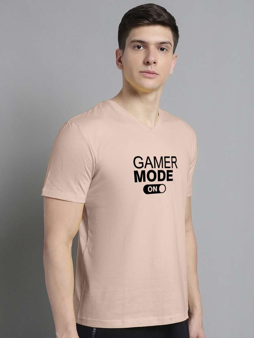 men beige cotton chest print t-shirt - 20312197 -  Standard Image - 1