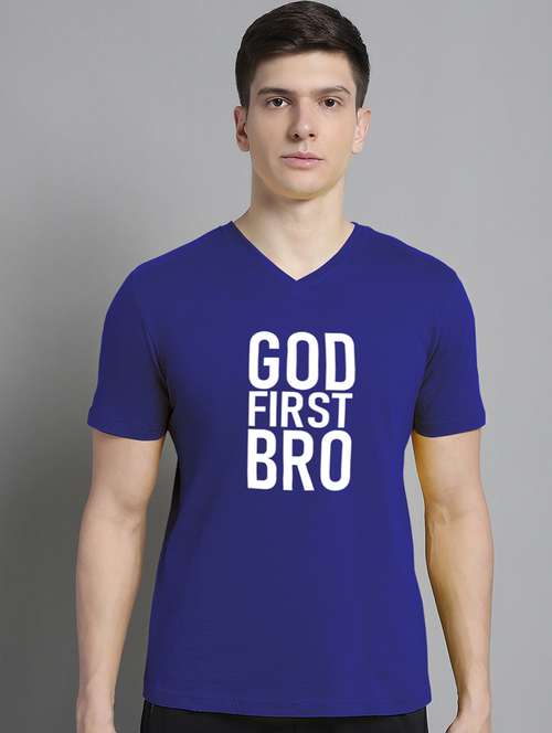 men v-neck graphic chest print t-shirt - 20312200 - Standard Image - 0