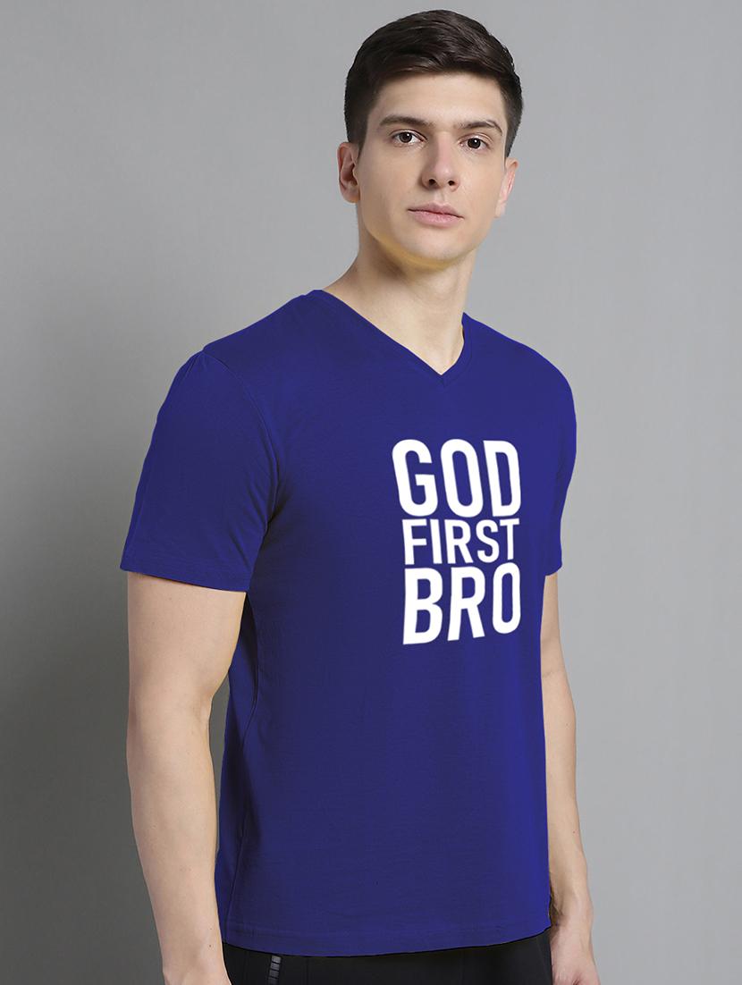 men v-neck graphic chest print t-shirt - 20312200 - Standard Image - 1