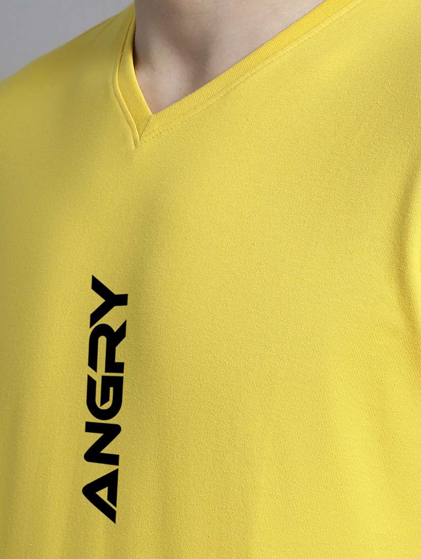 men yellow cotton chest print t-shirt - 20312213 -  Standard Image - 4