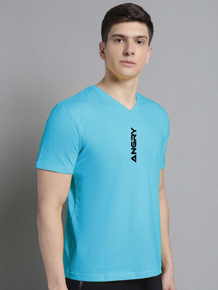 men blue cotton chest print t-shirt - 20312215 -  Standard Image - 1