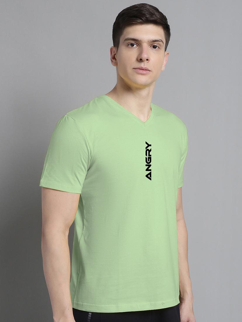 men light green cotton chest print t-shirt - 20312218 -  Standard Image - 1