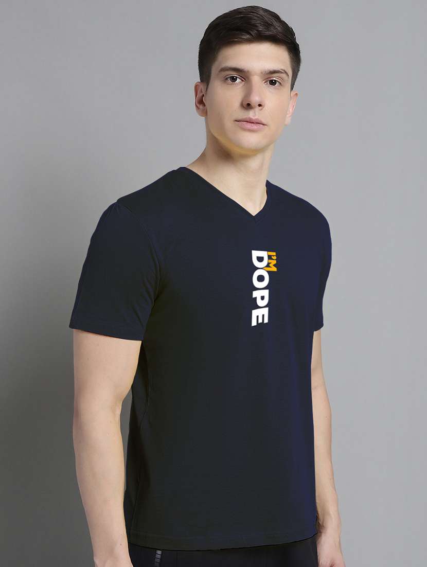 men navy blue cotton chest print t-shirt - 20312223 -  Standard Image - 1