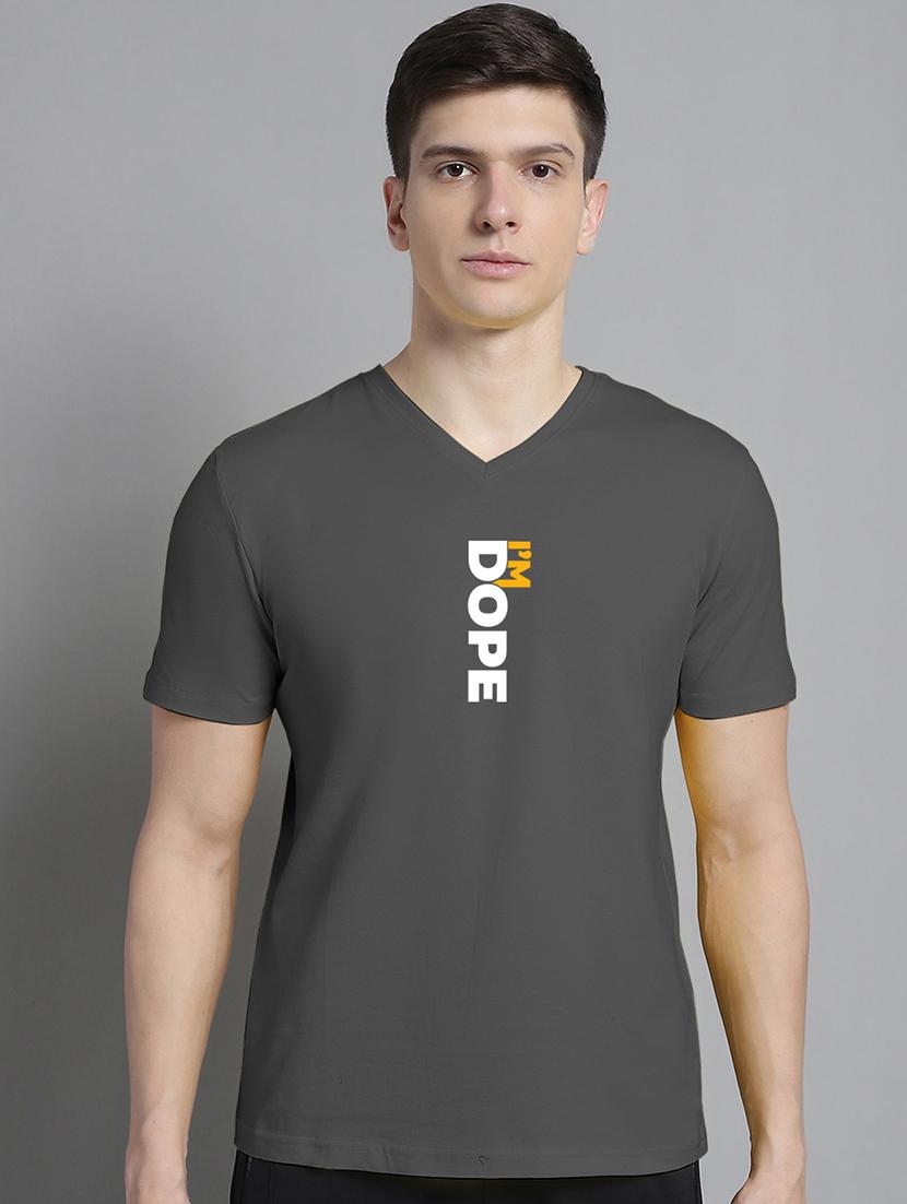 men v-neck graphic chest print t-shirt - 20312225 -  Zoom Image - 0