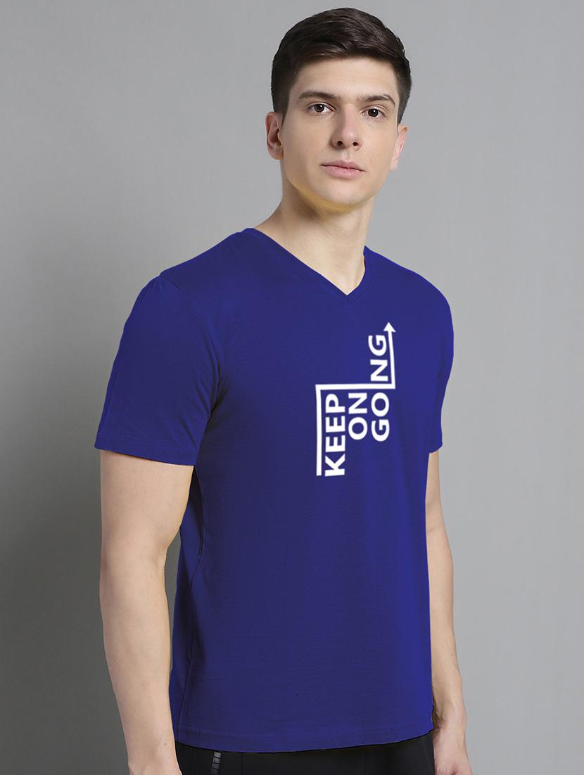 men v-neck graphic chest print t-shirt - 20312227 - Standard Image - 1