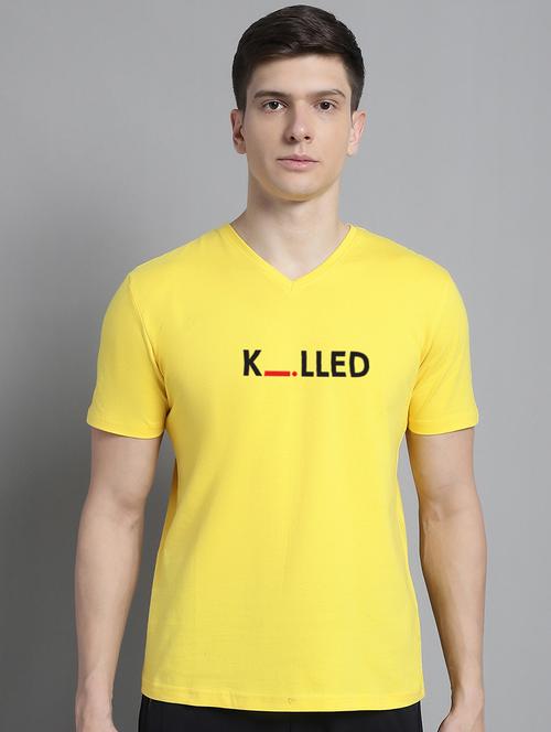 men v-neck graphic chest print t-shirt - 20312235 - Standard Image - 0