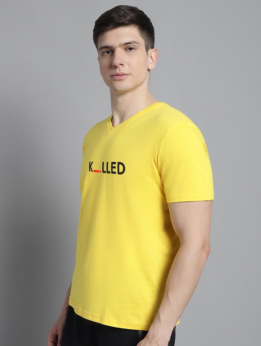 men v-neck graphic chest print t-shirt - 20312235 -  Standard Image - 1