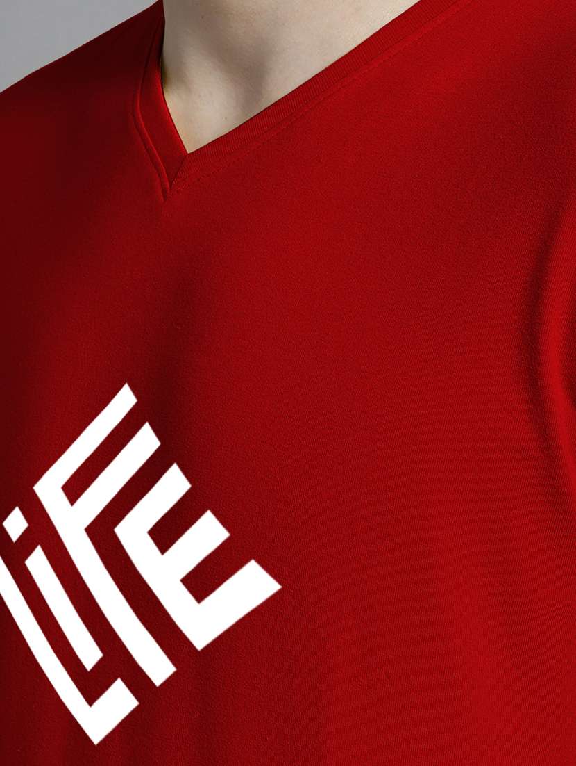 men typography print v-neck cotton t-shirt - 20312240 -  Standard Image - 4