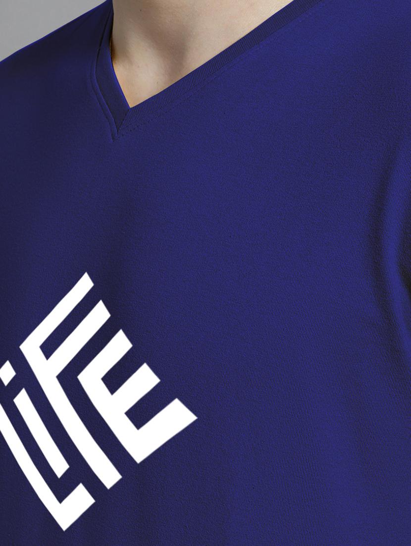 men blue cotton chest print t-shirt - 20312241 - Standard Image - 4