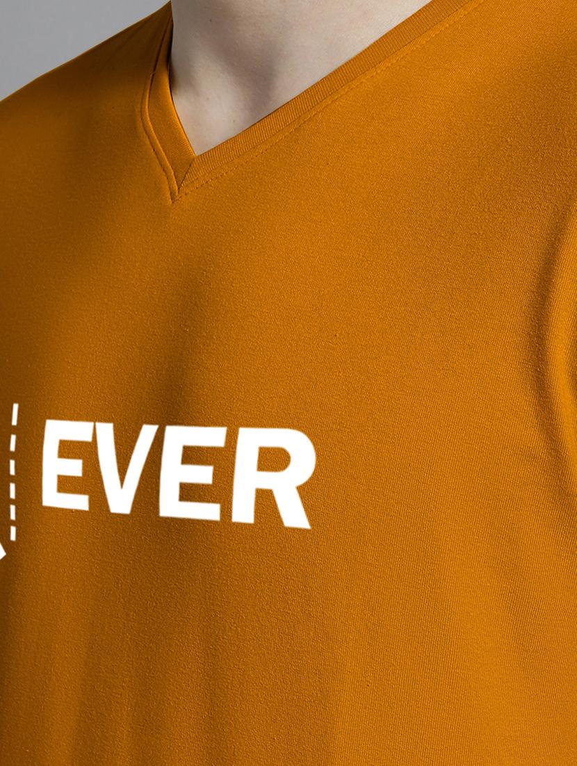 men typography print mustard v-neck cotton t-shirt - 20312253 - Standard Image - 4