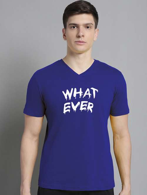 men blue cotton chest print t-shirt - 20312257 -  Standard Image - 0