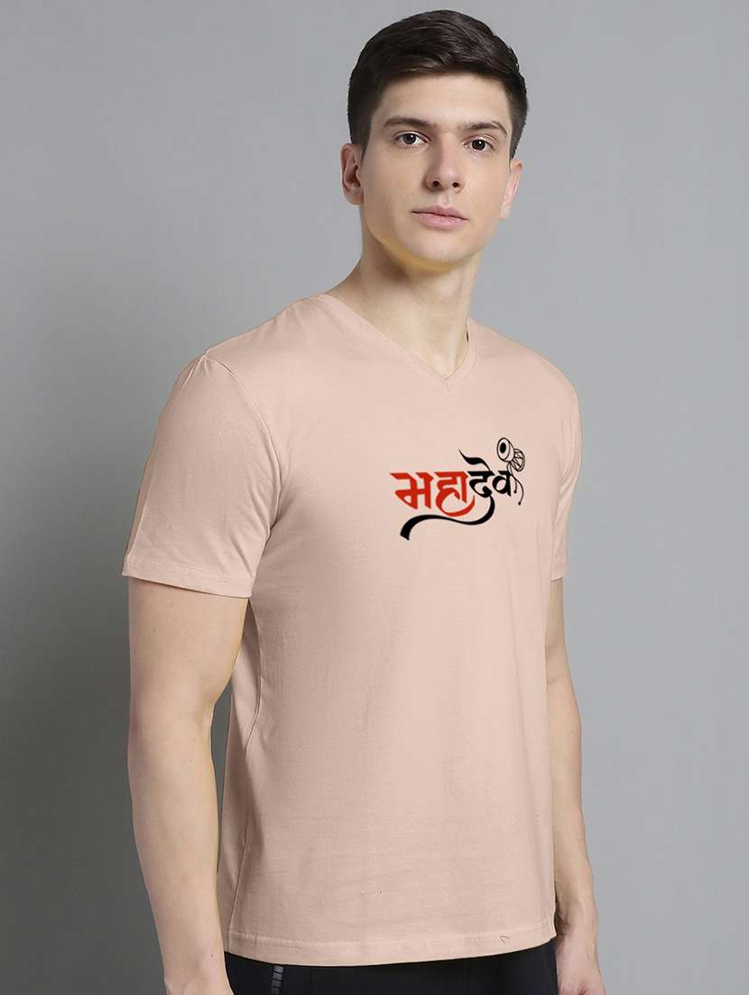 men v-neck graphic chest print t-shirt - 20312268 -  Standard Image - 1