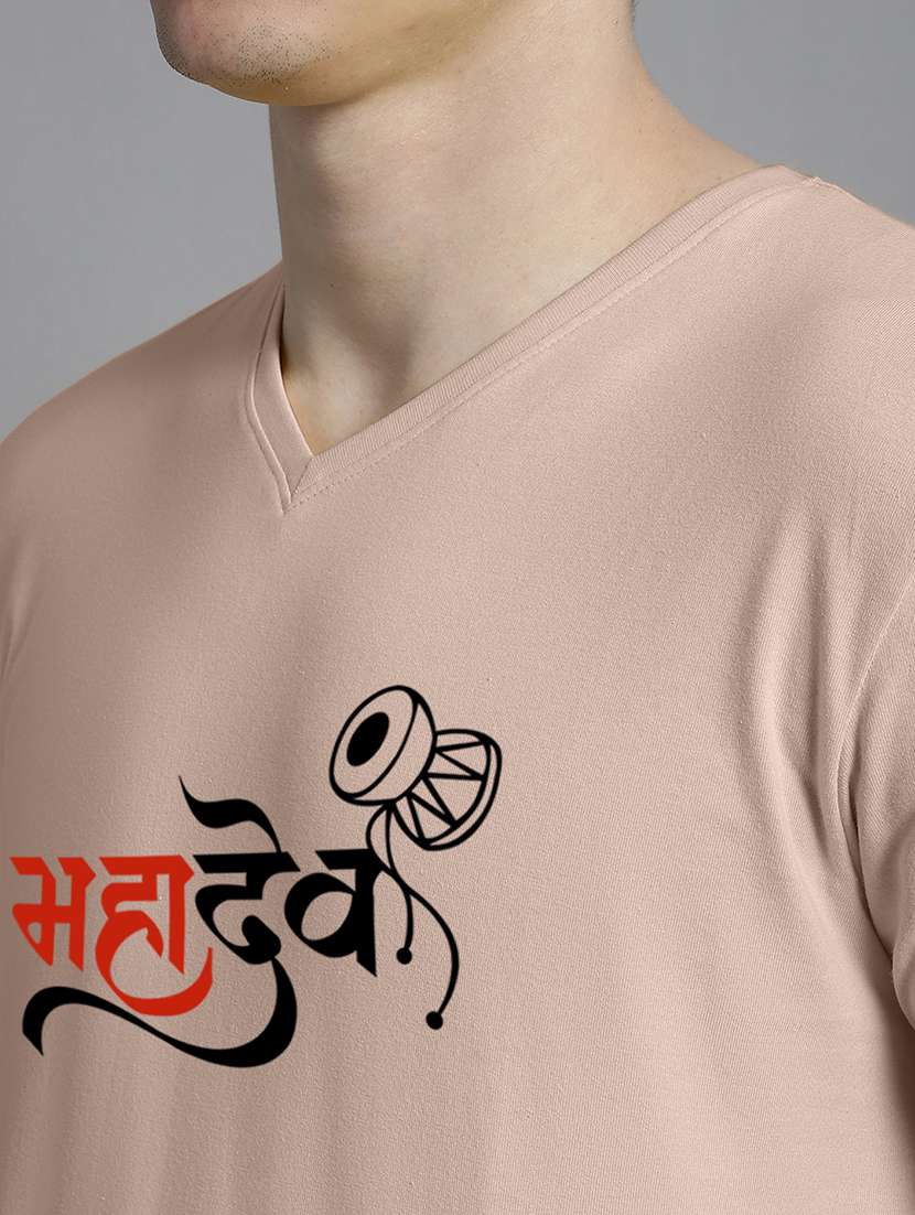 men v-neck graphic chest print t-shirt - 20312268 -  Standard Image - 4