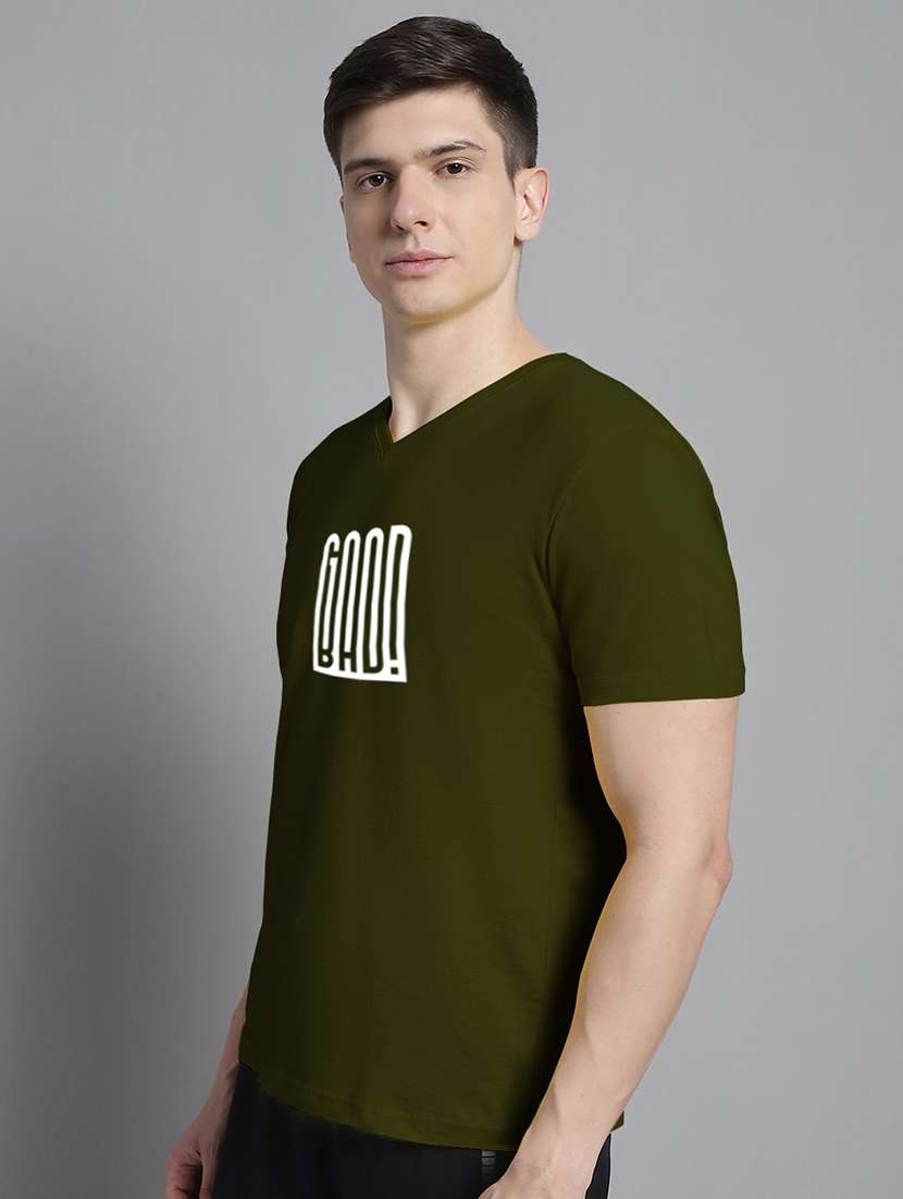 men v-neck chest printed t-shirt - 20312283 -  Standard Image - 1