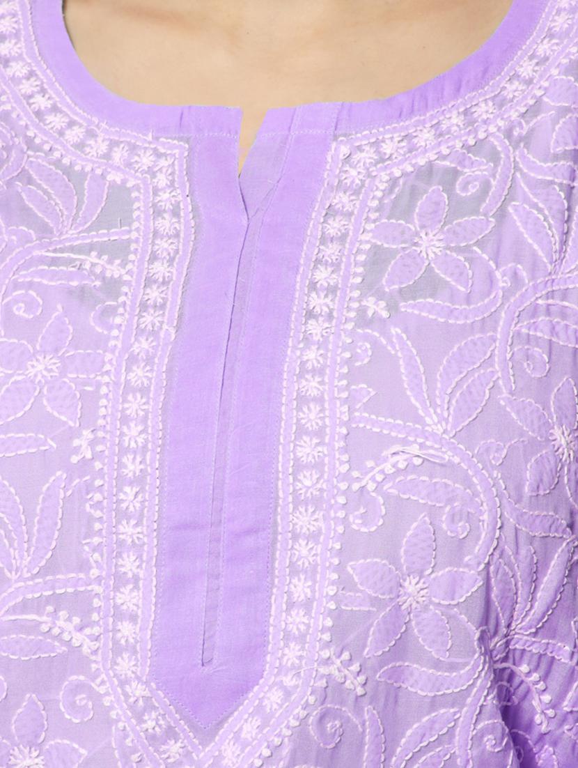 lavender colored straight kurta - 20315110 - Standard Image - 4