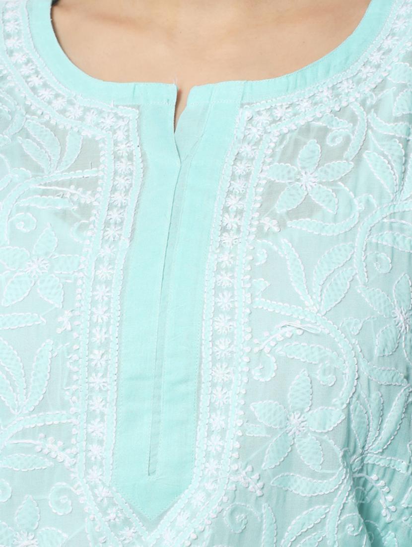 light blue colored straight kurta - 20315111 - Standard Image - 4