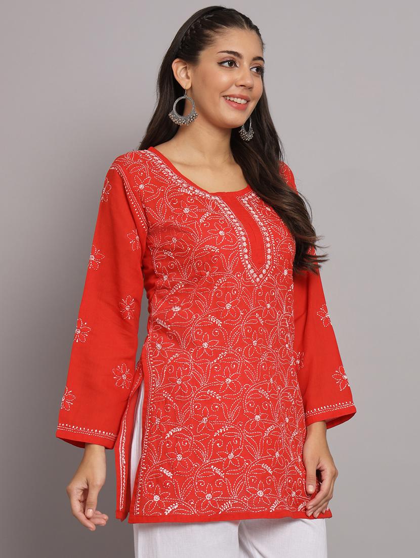 red colored straight kurta - 20315114 - Standard Image - 1