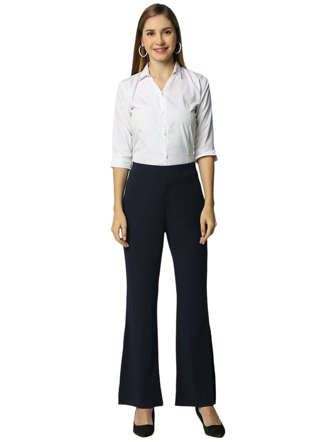 navy blue polyester flat front trouser  - 20315448 -  Standard Image - 4