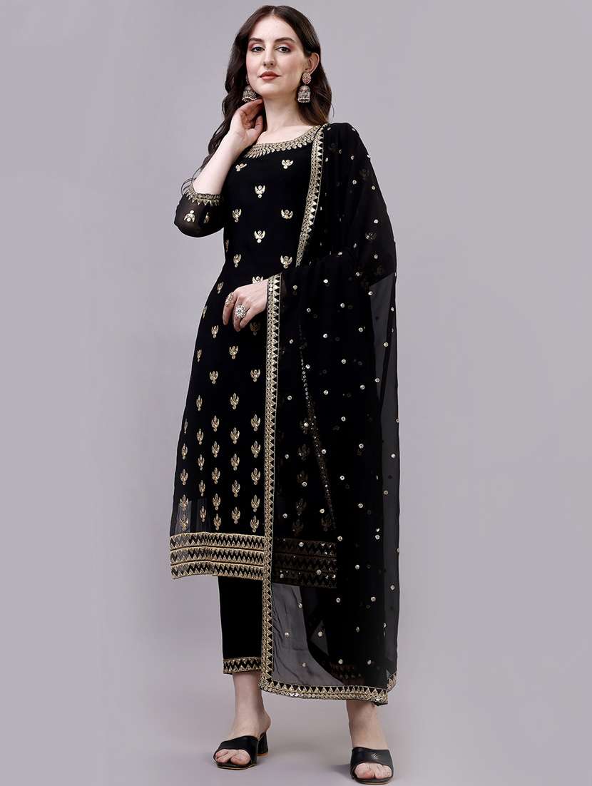 women black kurta pant set with dhupatta - 20315967 -  Standard Image - 1