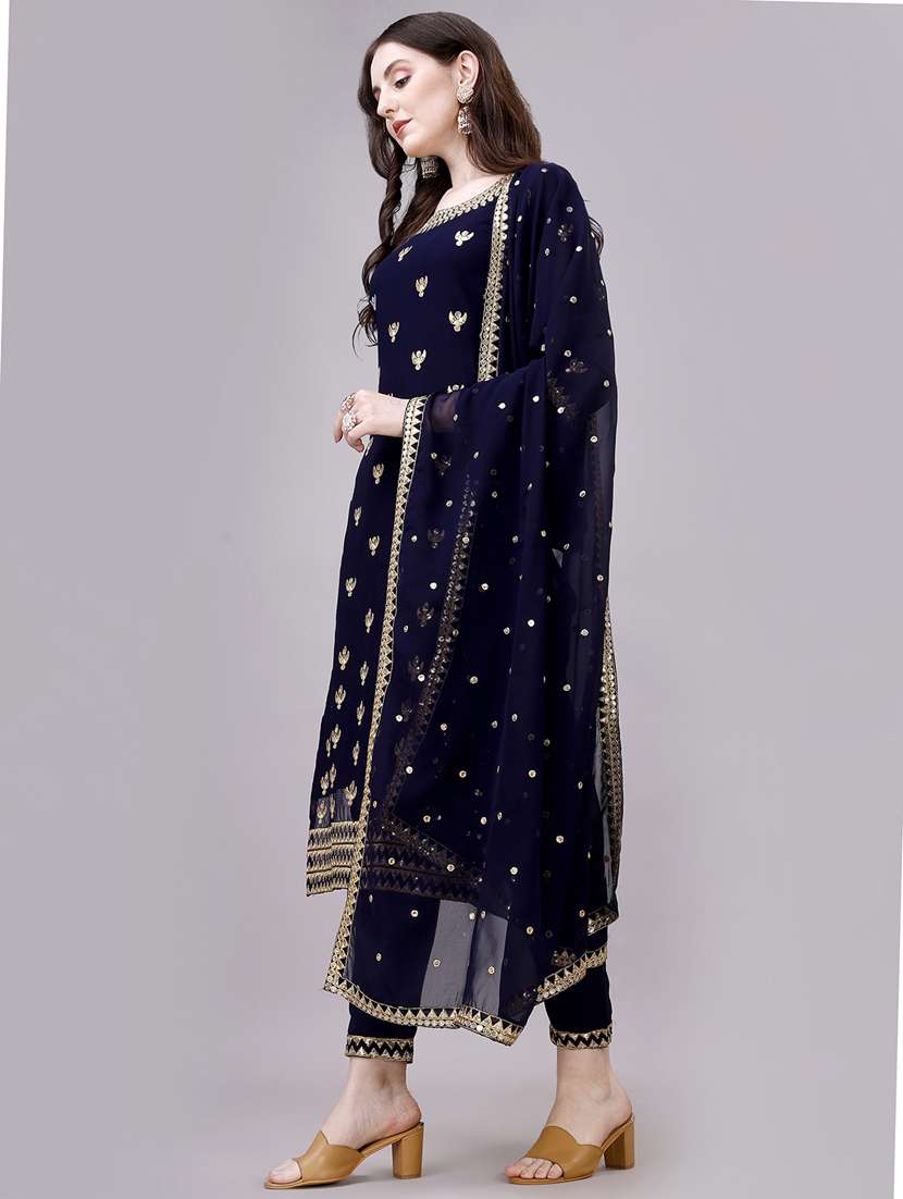 navy blue colored kurta pant set - 20315968 -  Standard Image - 1