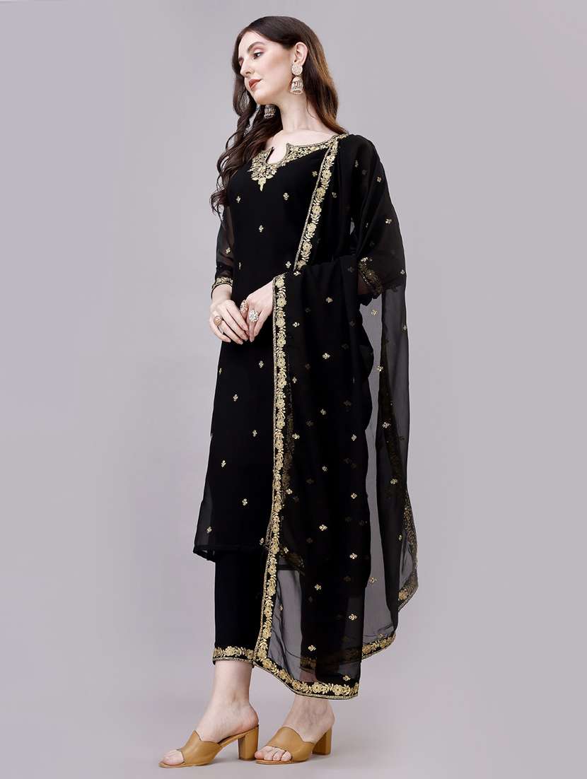 black colored kurta pant set - 20315969 -  Standard Image - 1