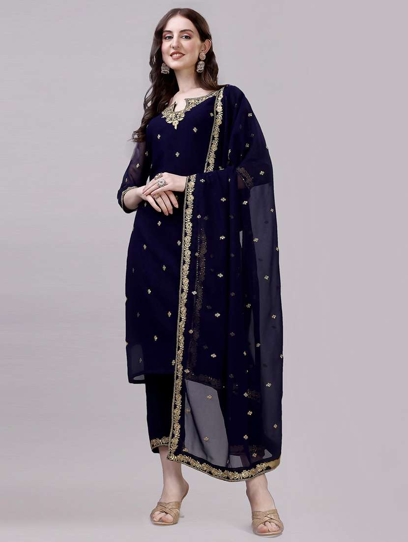 navy blue colored kurta pant set