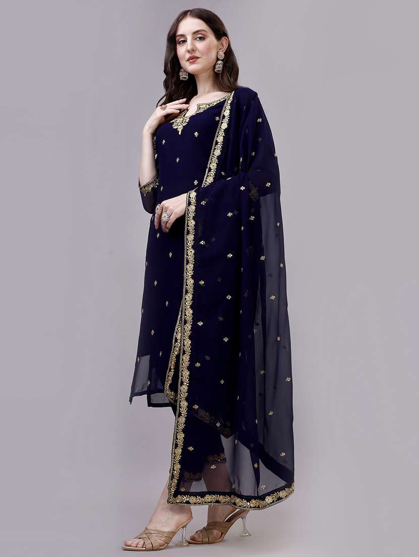 navy blue colored kurta pant set - 20315970 -  Standard Image - 1
