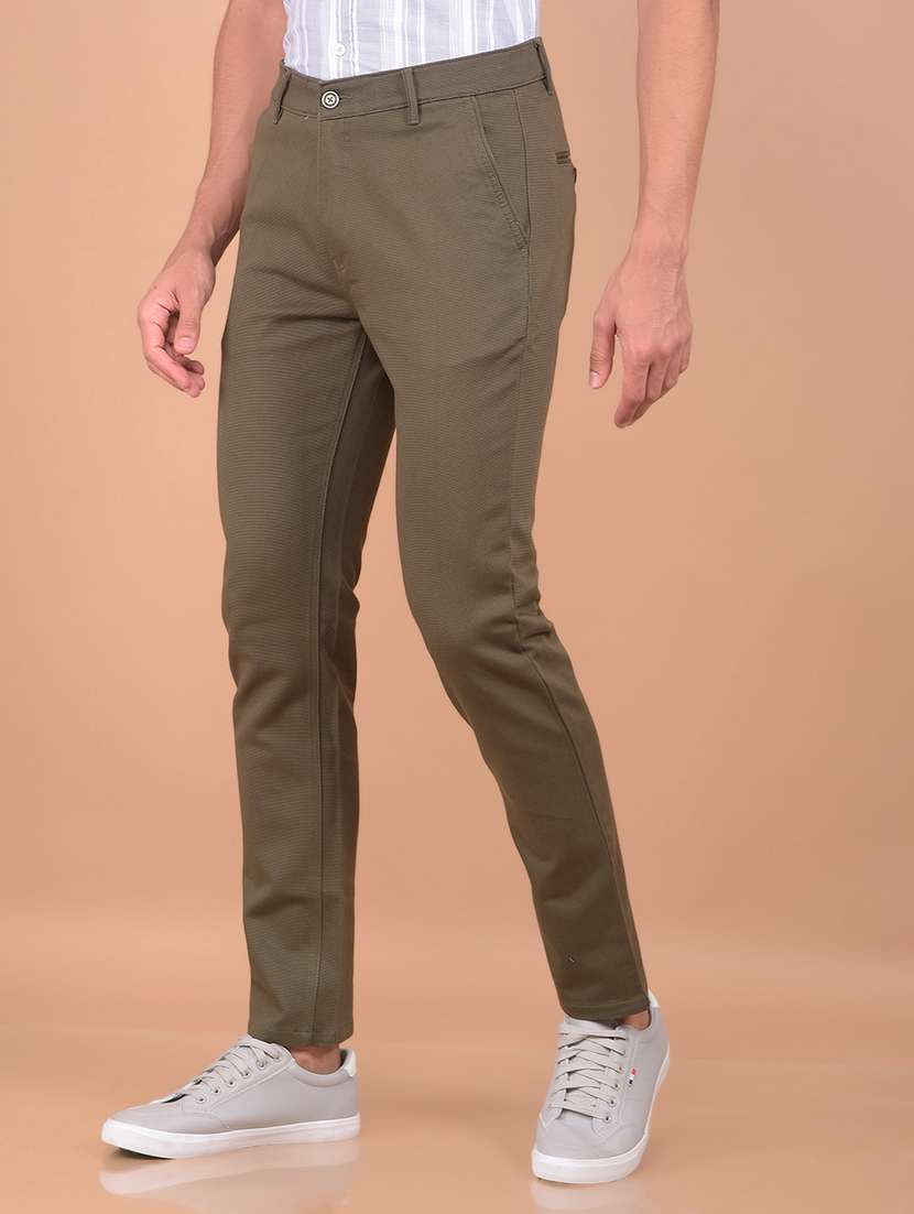 men charcoal cotton blend slim fit casual trouser - 20316183 -  Standard Image - 1