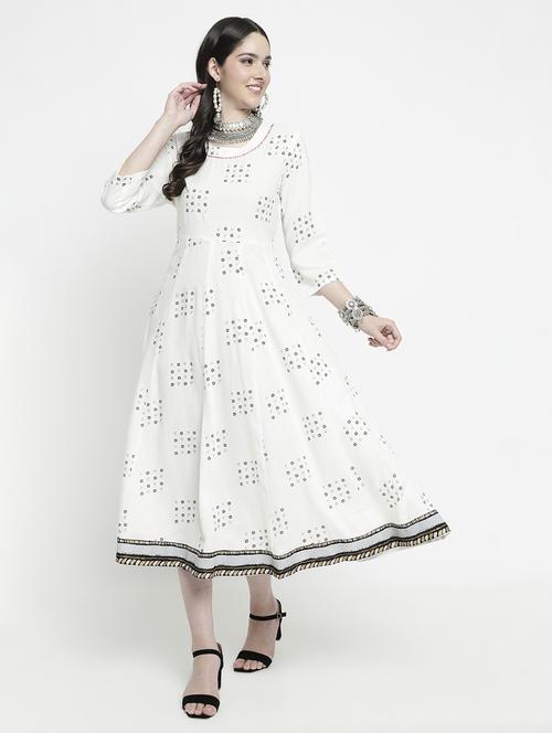 white colored flared kurta - 20316190 -  Standard Image - 0