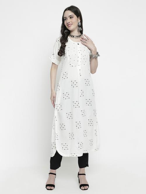 white colored a-line kurta - 20316194 - Standard Image - 0