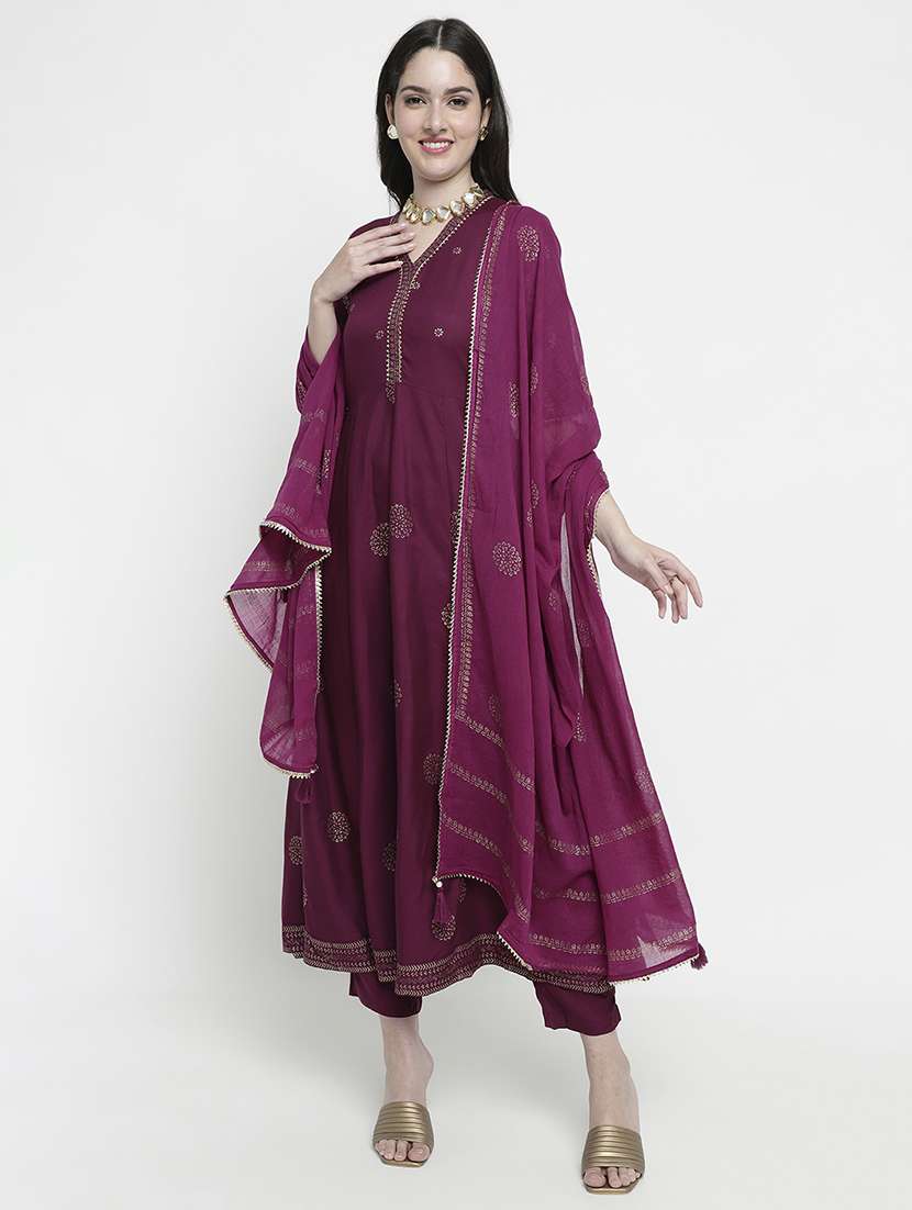 women three quarter sleeve kurta pant with dupatta set