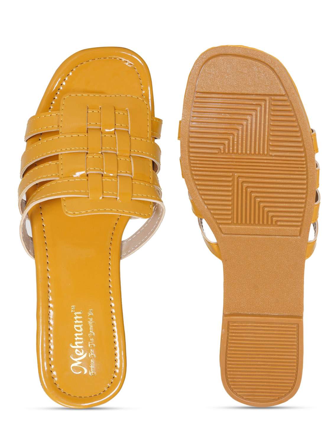 yellow patent leather slip on sandals - 20317044 -  Standard Image - 4